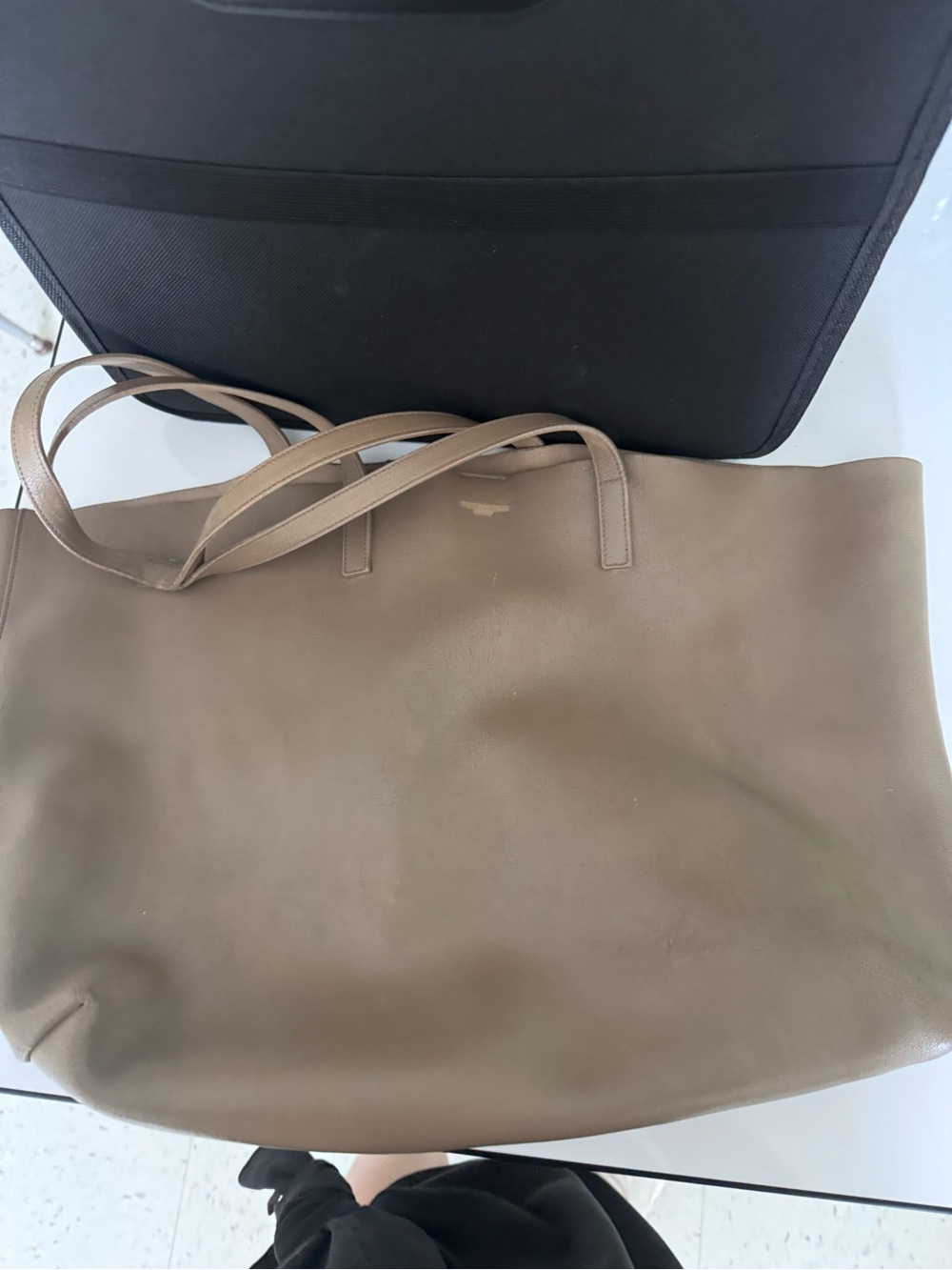 Saint Laurent Taupe Leather Tote Bag